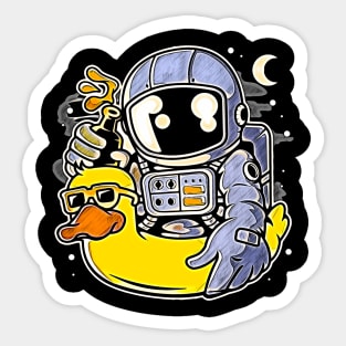 Astronaut Duck Balloon • Funny And Cool Sci-Fi Cartoon Drawing Design Great For Anyone That Loves Astronomy Art Sticker